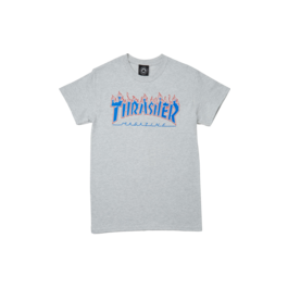 Grey and blue thrasher shirt cheap