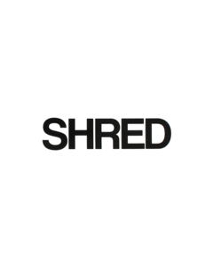 SHRED STICKERS PRINTED SHRED BOLD 4.5x1.5 WHT/BLK