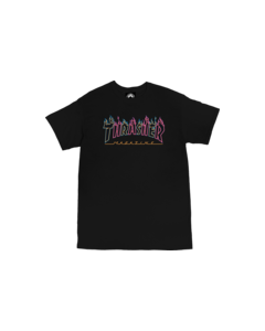 THRASHER DOUBLE FLAME NEON SS S-BLACK