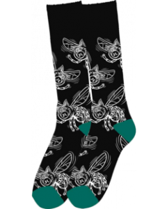 PIG PIGS FLY CREW SOCKS BLACK 1pr