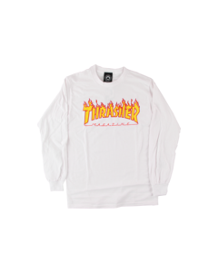THRASHER FLAMES L/S S-WHITE/YEL
