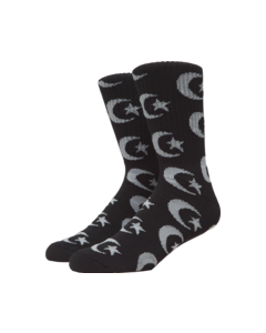 FOUND STAR & MOON REPEAT SOCKS BLACK 1pr