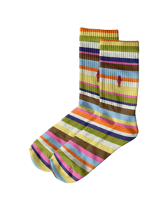 GIRL TUESDAY(RED) CREW SOCKS COLOR STRIPE