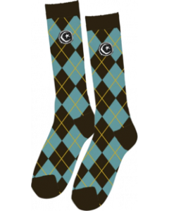 FOUND ARGYLE TALL SOCKS BLUE/BROWN 1pr