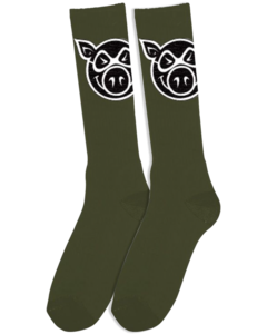 PIG HEAD TALL SOCKS MILITARY GRN 1pr