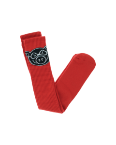 PIG HEAD TALL SOCKS RED 1pr