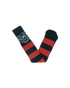 PIG HEAD STRIPE TALL SOCKS BLK/RED 1pr